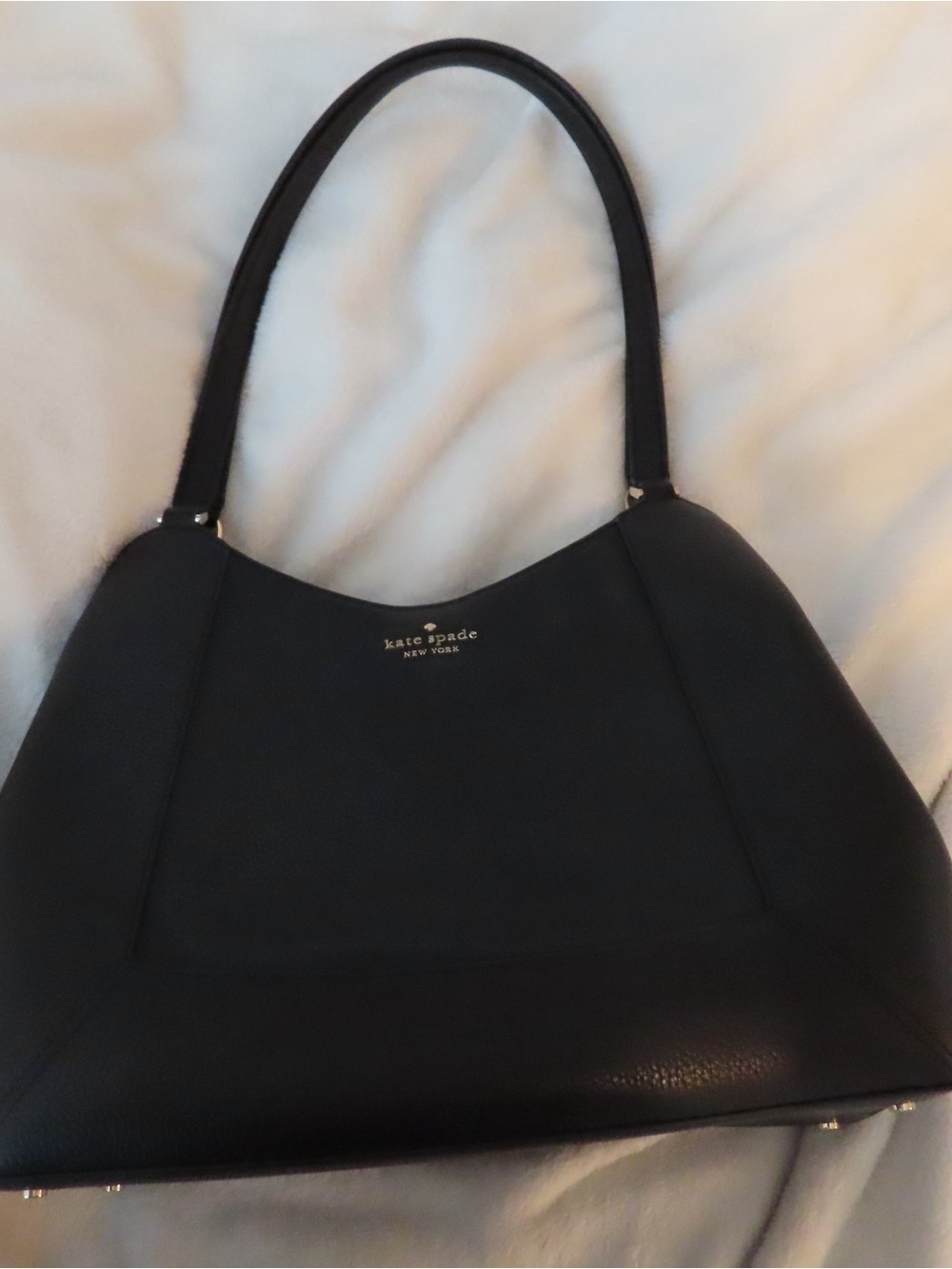 kate spade black leather shoulder bag with gold logo